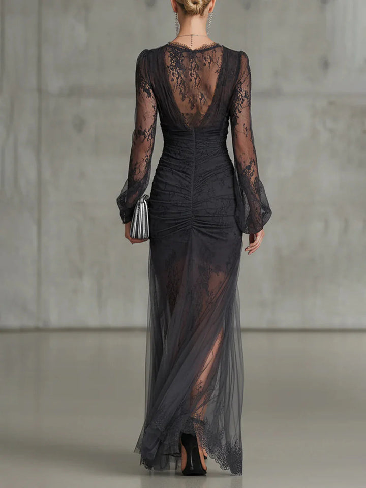 Elisabelle | Elegant Lace Ruffle Maxi Dress