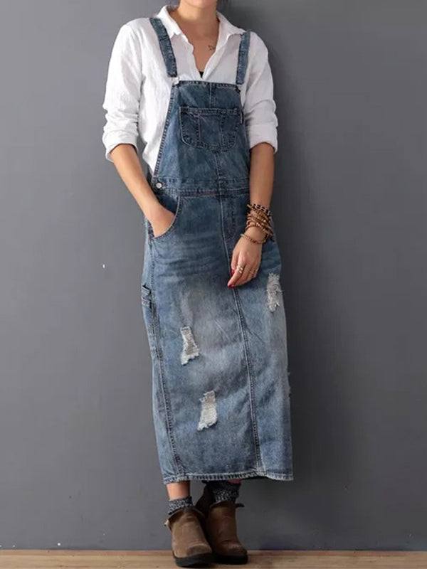 Marey | Relaxed Fit Denim Overall Dress Adjustable Straps