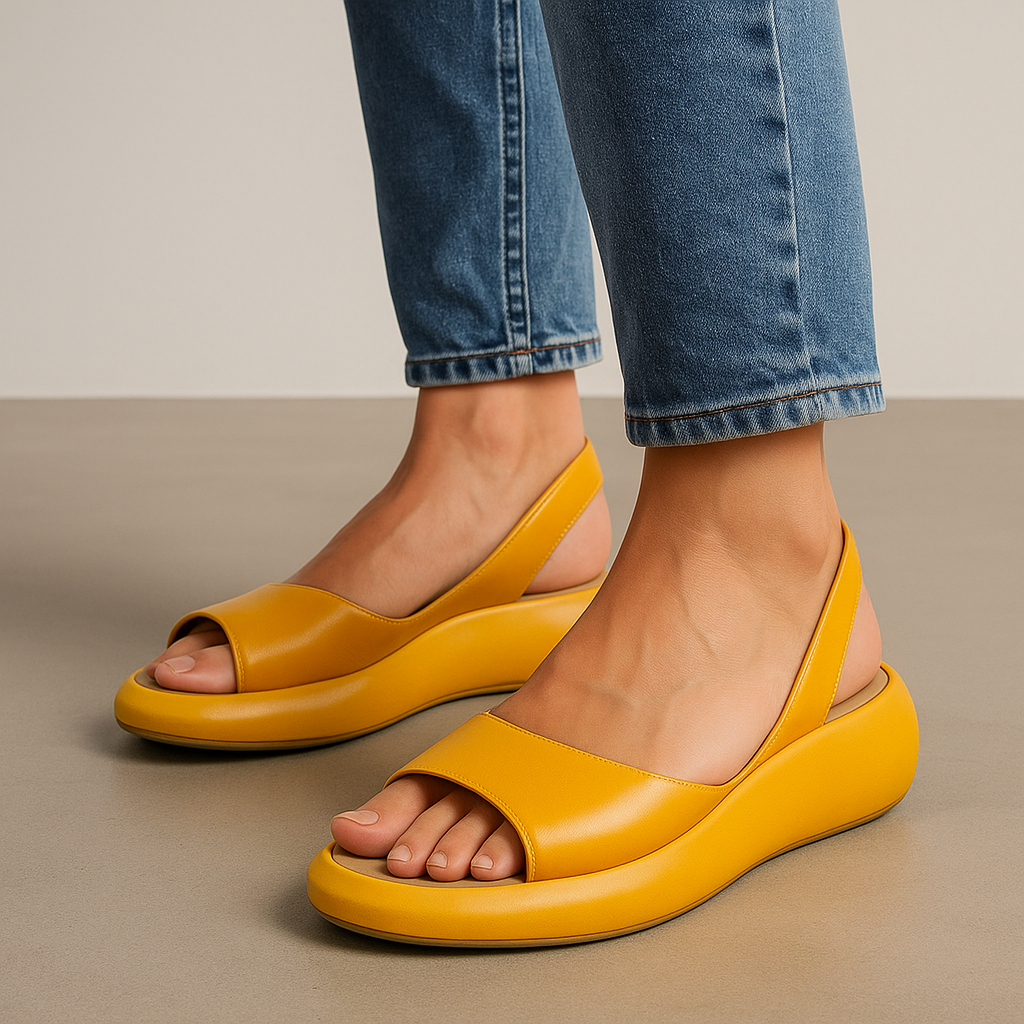 Layla | Wedge Heel Sandals Open Toe Leather Look
