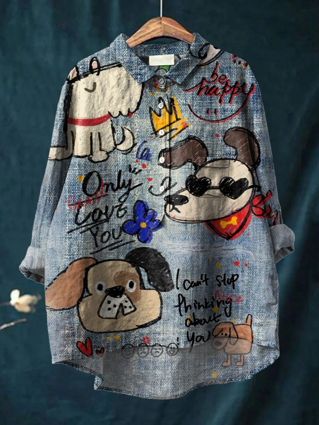 Kendra | Cute Dog Art Print Casual  Shirt