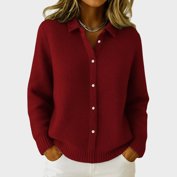 Tayla | Textured knitted coat with buttons