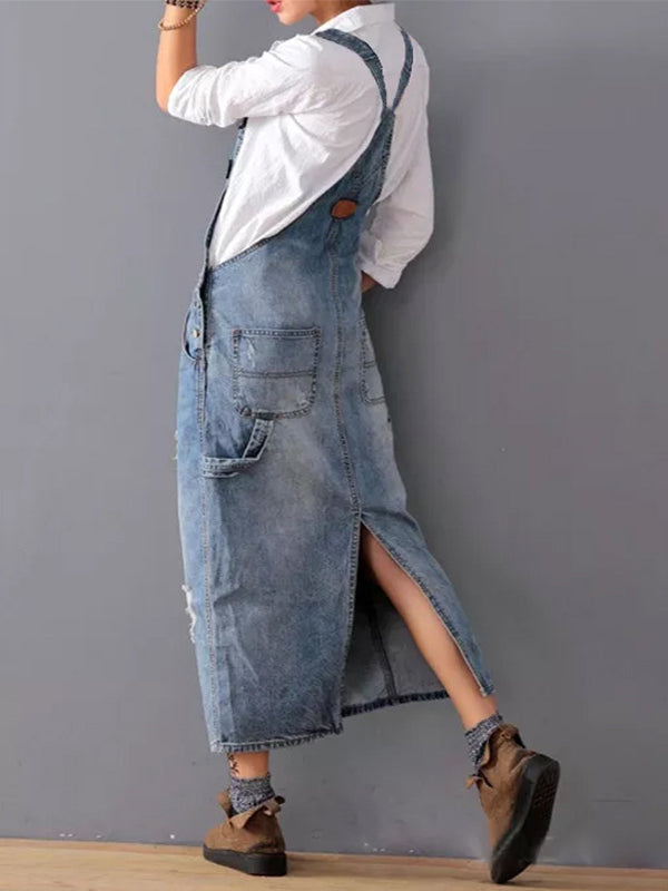 Marey | Relaxed Fit Denim Overall Dress Adjustable Straps