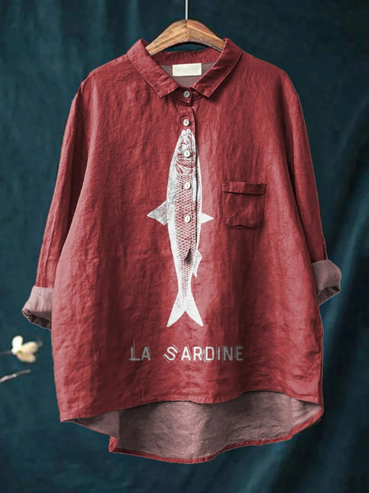 Sofie | Sardine Fish Graphic Printed Women's Casual Shirt