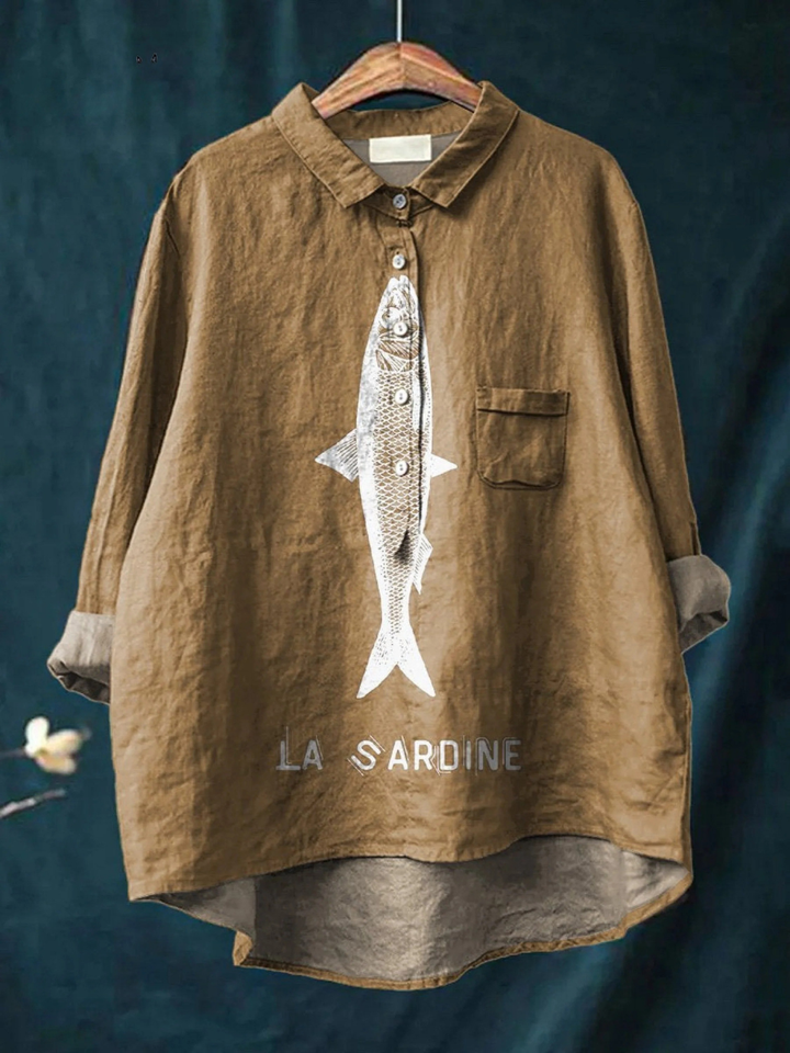 Sofie | Sardine Fish Graphic Printed Women's Casual Shirt