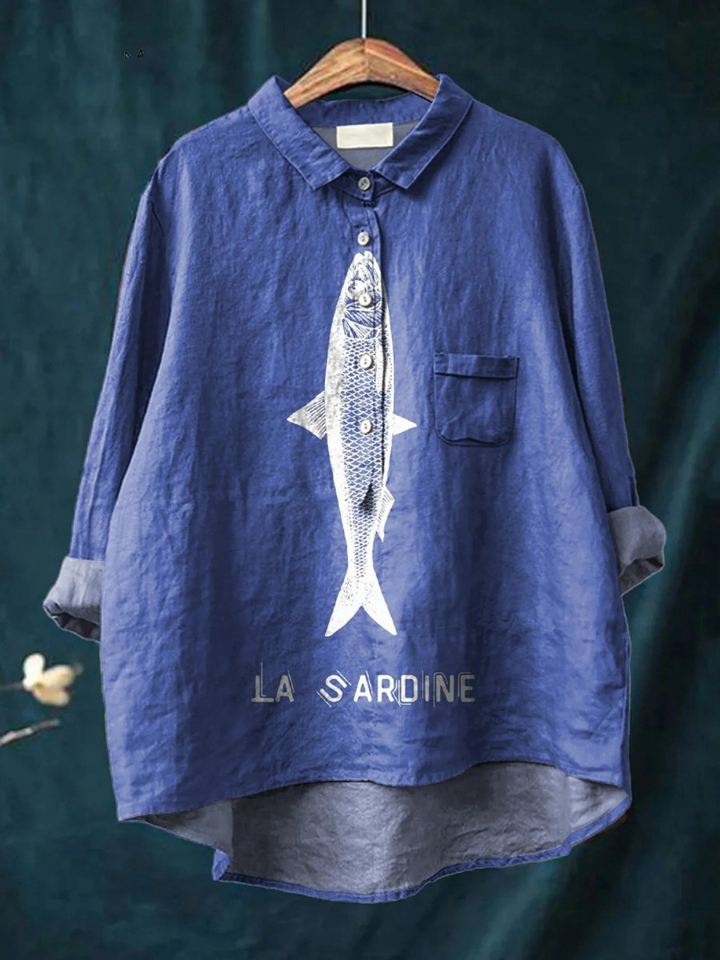 Sofie | Sardine Fish Graphic Printed Women's Casual Shirt