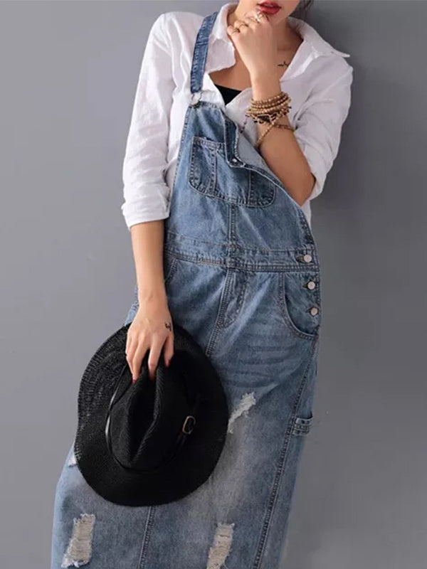 Marey | Relaxed Fit Denim Overall Dress Adjustable Straps