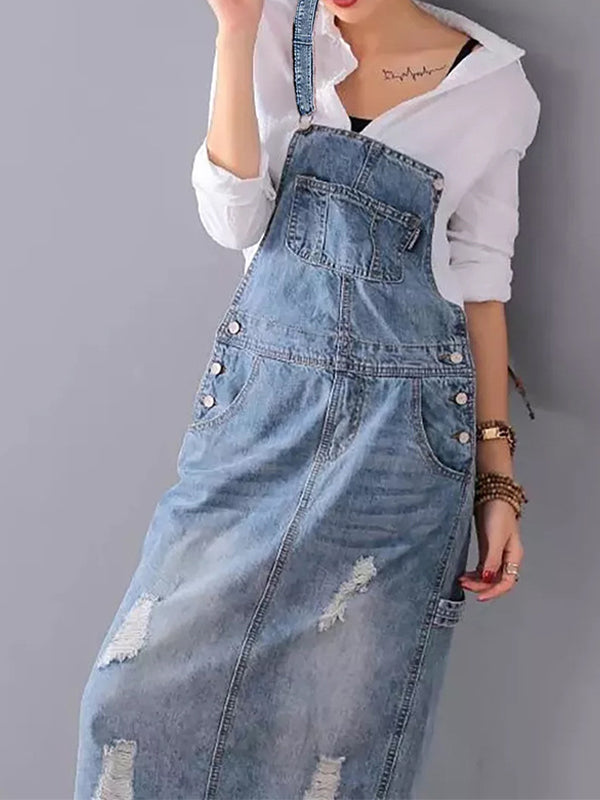Marey | Relaxed Fit Denim Overall Dress Adjustable Straps