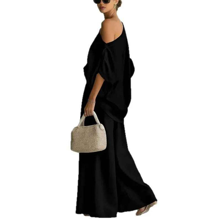 Lux | Off-Shoulder Linen Top & Tapered Pant Set