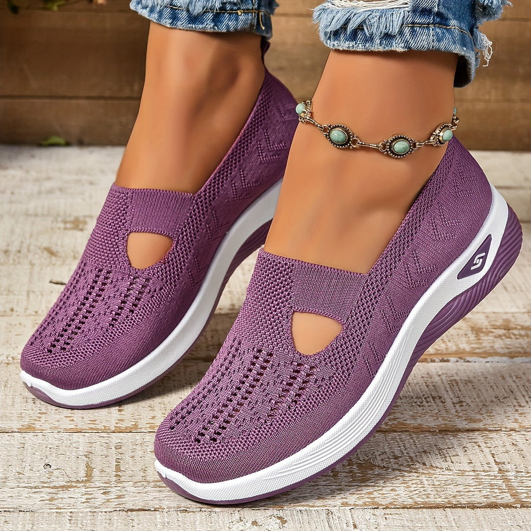 Linea | Breathable Slip On Athletic Shoes Lightweight Purple Knit