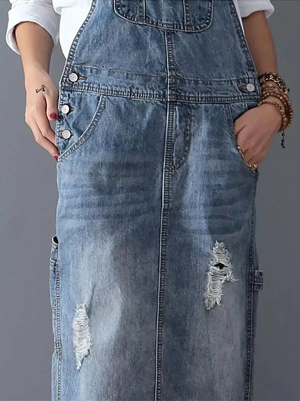 Marey | Relaxed Fit Denim Overall Dress Adjustable Straps