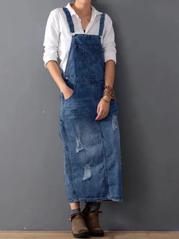 Marey | Relaxed Fit Denim Overall Dress Adjustable Straps
