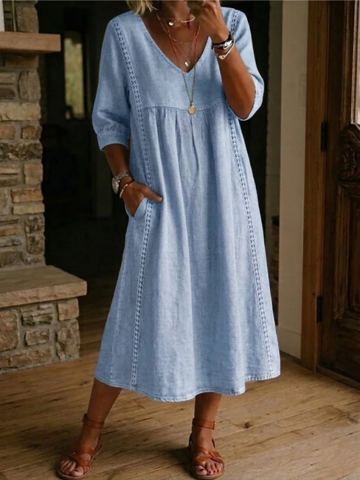Linen Blend Dress Loose Fit Stylish Comfort