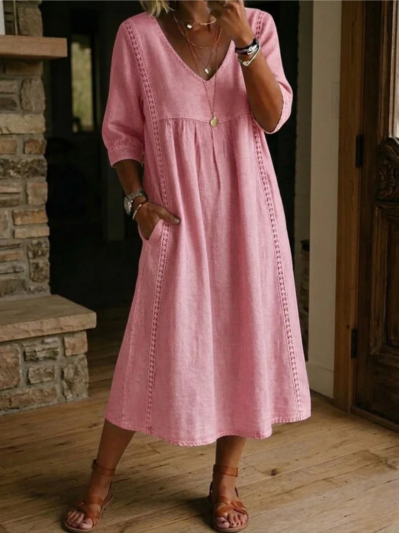 Linen Blend Dress Loose Fit Stylish Comfort