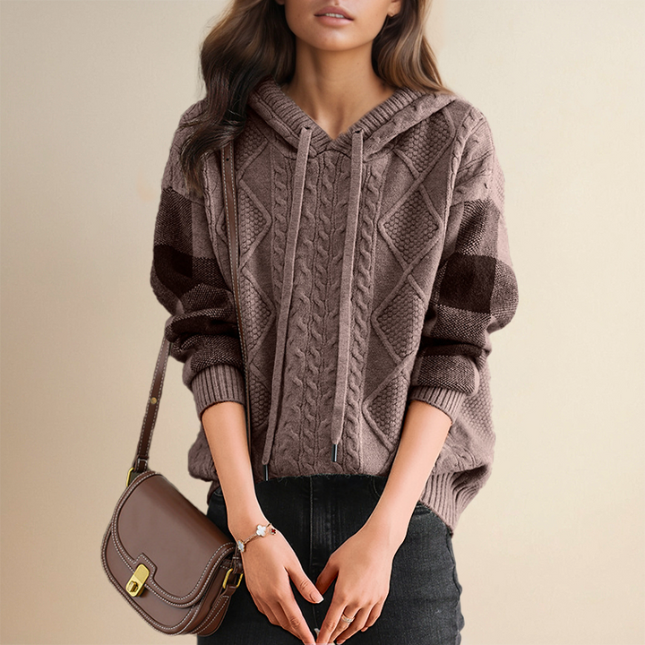 June | Emily | Cable Knit Hoodie Sweater
