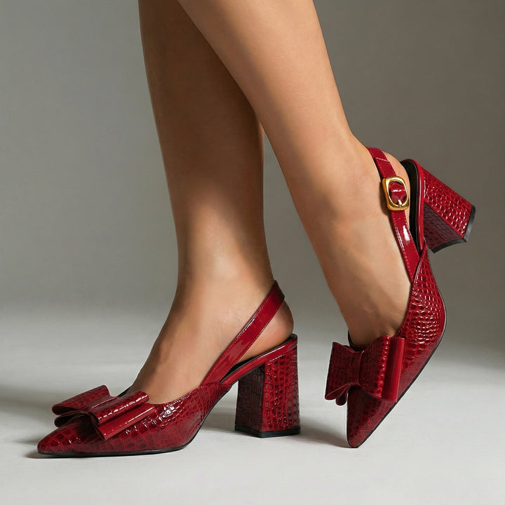 Adriana | Croc-Embossed Slingback Block Heel Pump