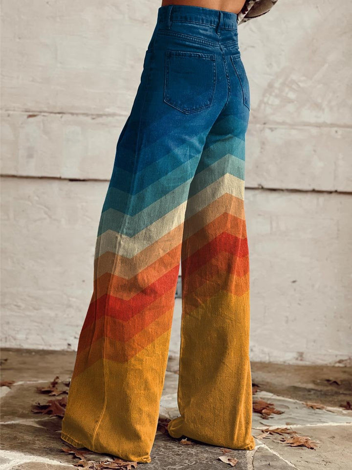 Lea | Elegant Retro Zigzag Pants