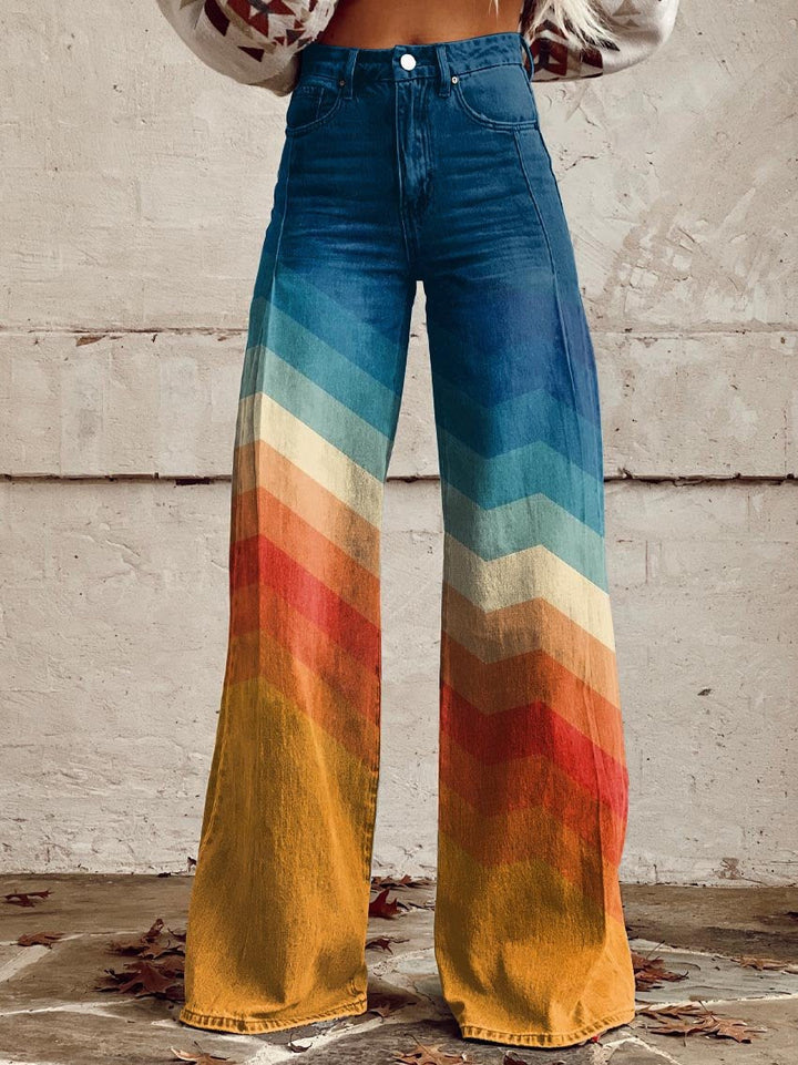Lea | Elegant Retro Zigzag Pants